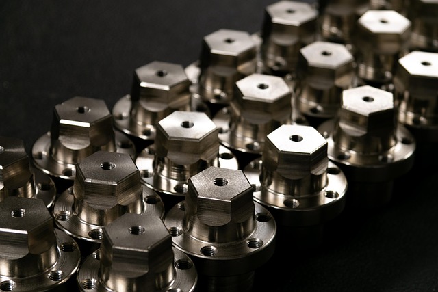 Rows of finished machined metal parts